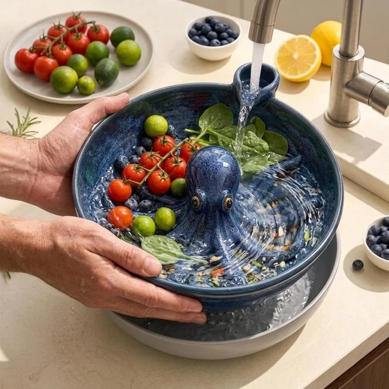 360 Degree Swirling Self Spinning Berry Washing Bowl Berry Swirl Bowl Auto-Rinse Bowl For Cleaning Berries And Vegetables Pro
