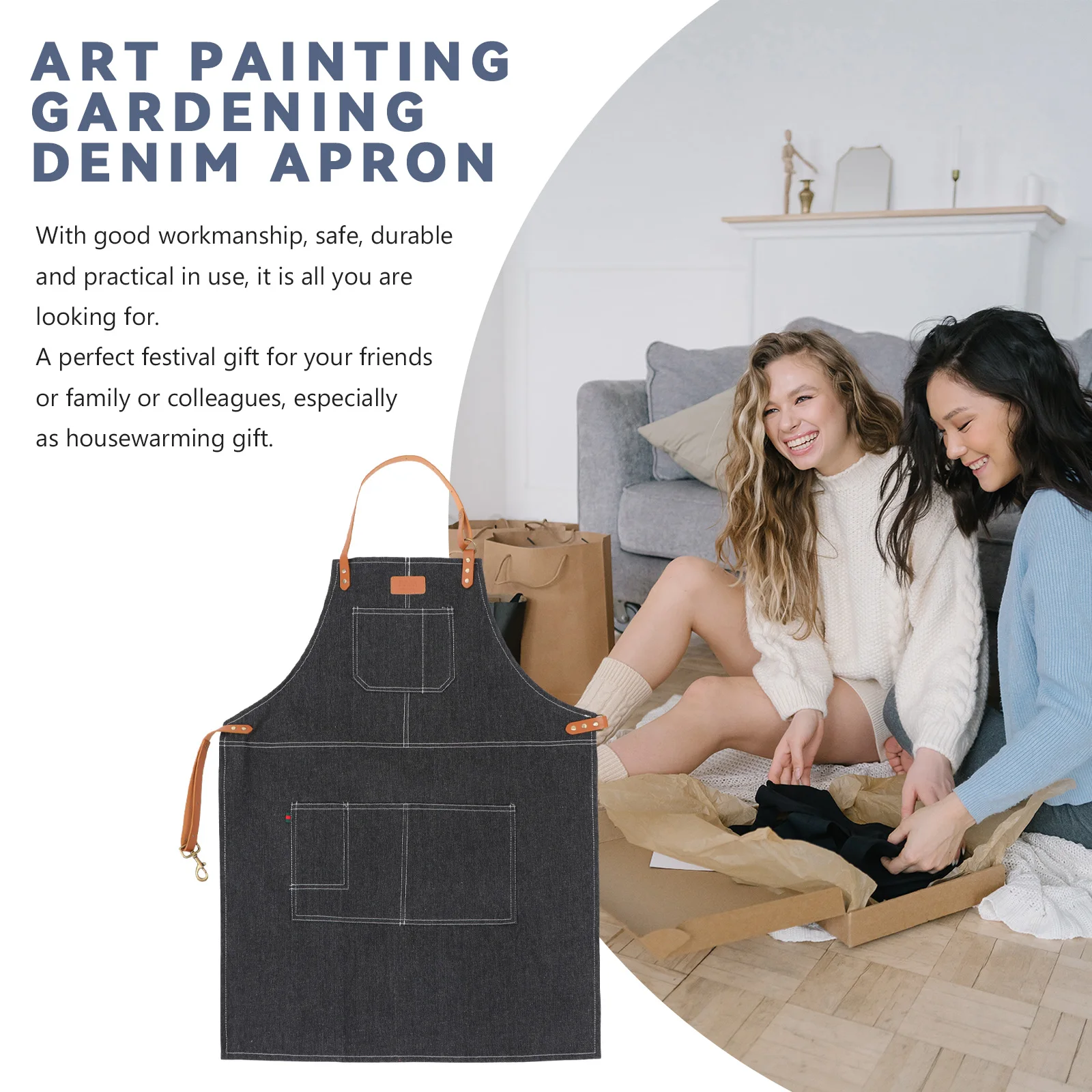 

Art Painting Apron For Men Women Cooking Kitchen Gardening Reusable Anti Oil Sleeveless Apron With Pocket Baking Chef