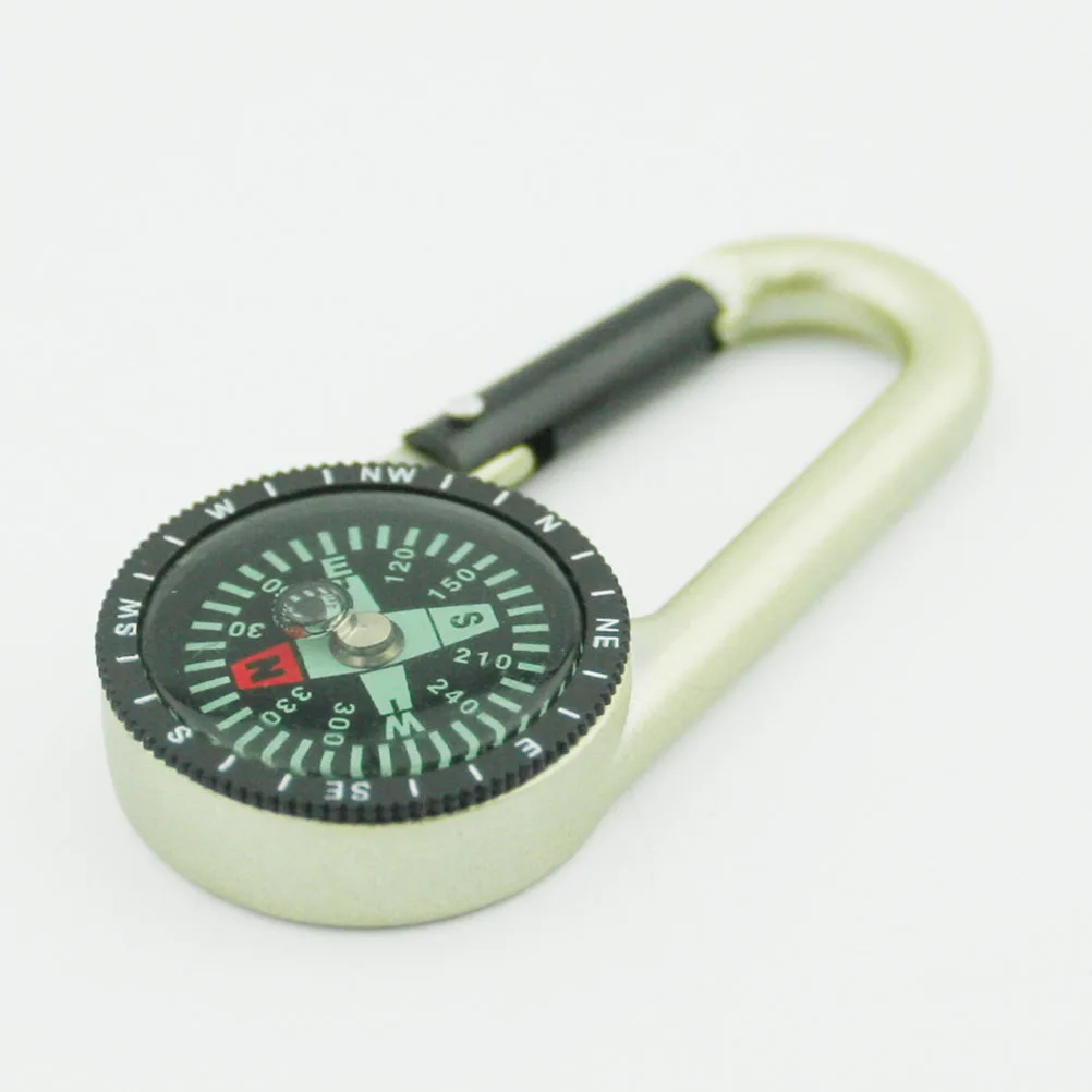 

2 Pcs Compass Keychain Alloy Camping Carabiner Clip Survival Hanging Small for Hiking Outdoor