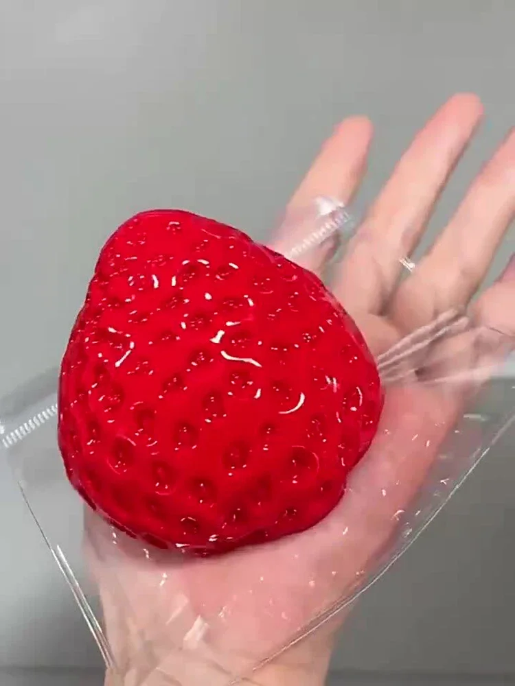 Big Strawberry Squishy Fidget Toy Slow Rebound Stress Relief Toy Birthday Squeeze Gift Desktop Ornament For Kids Adults New
