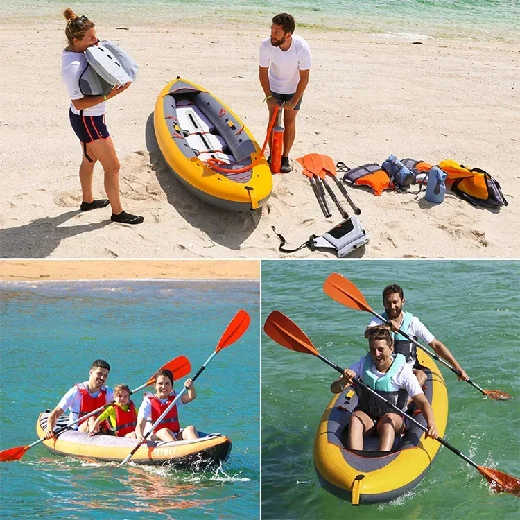 Blue PVC Inflatable Kayak 3 Person Fishing Inflatable Kayak Boat