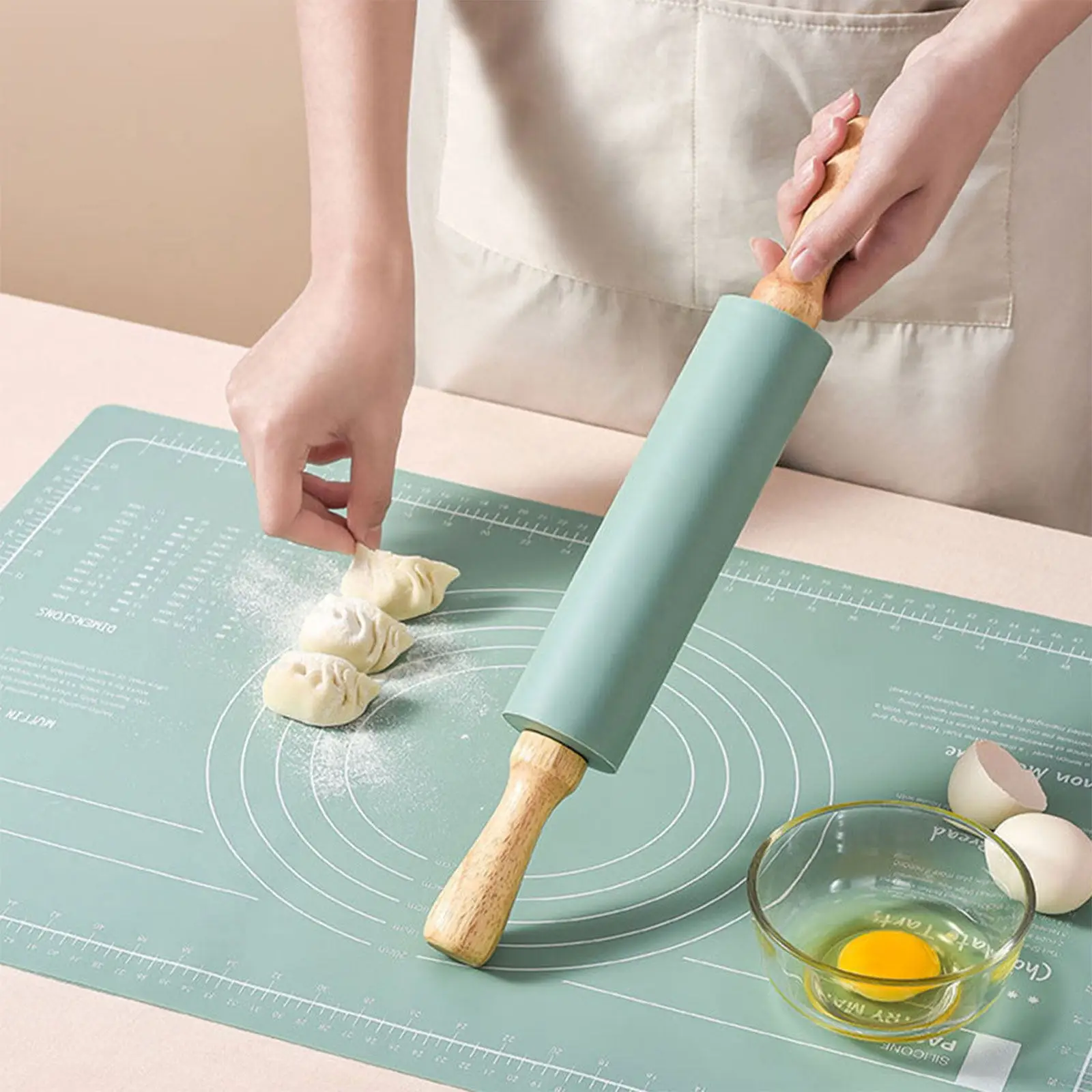 

1Set Dough Mat Rolling Pin Multi-Function Non-Slip Pastry Mat Baking Bread Pie Kitchen Baking Supplies Dough Accessory