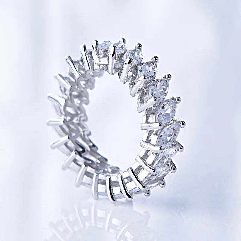 Marquise Cut Moissanite Eternity Ring S925 Silver Hiphop Diamond Rings for Women men Wedding Fine Jewelry view 3