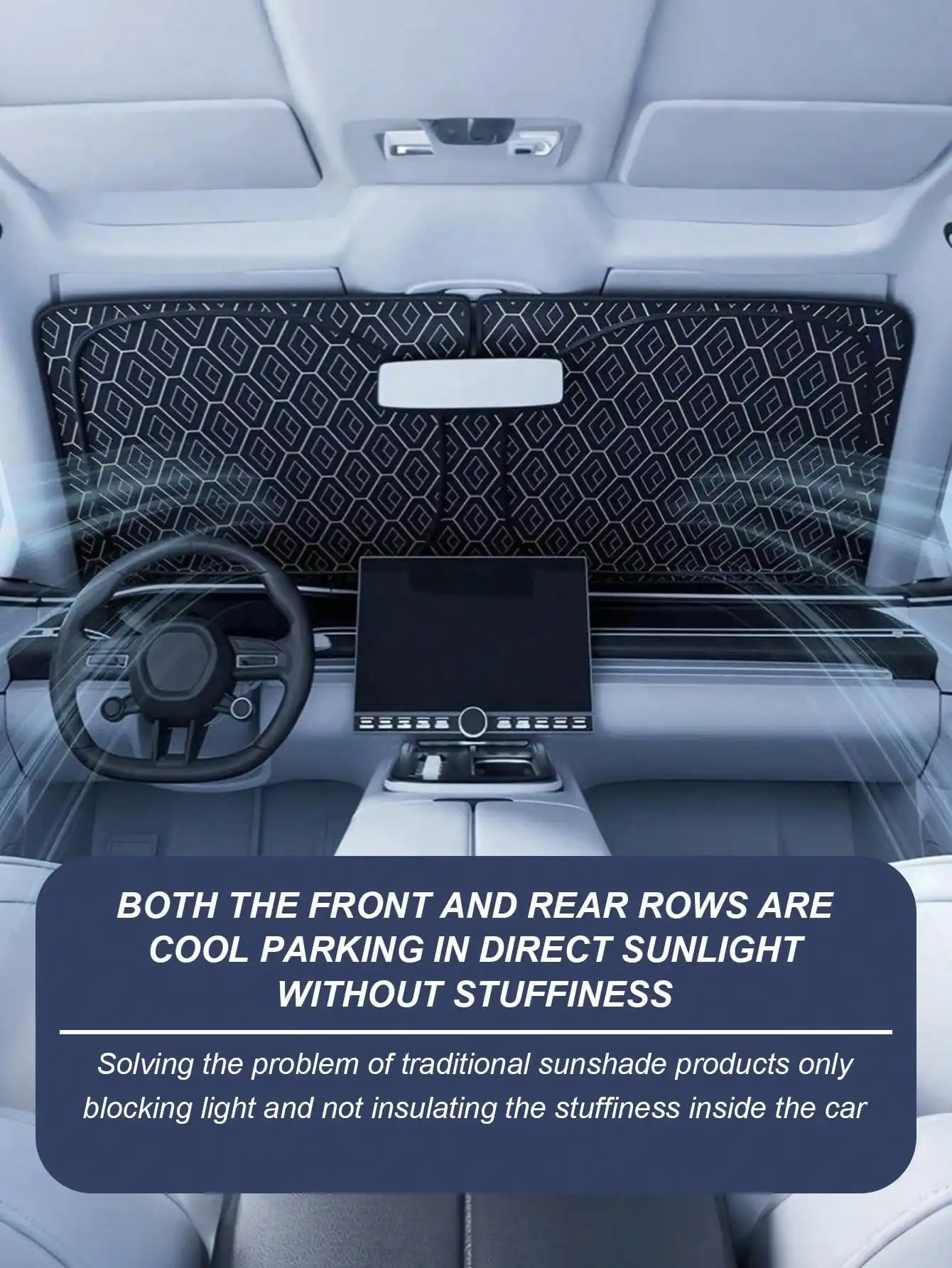 2026 Upgraded Holographic Double Layer Car Sun Visor, Laser Silver & Diamond Mesh Heat Insulation, Universal for Cars & SUVs - view 3