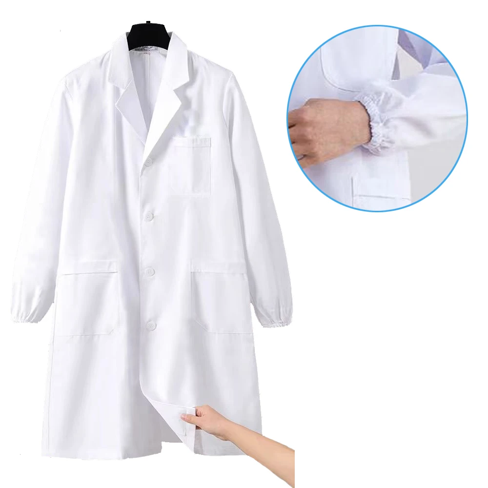 Bata Laboratorio Mujer Hombre Bata Blanca Laboratorio Algodón Bata Enfermera Mujer Bata Medico Manga Larga Doctora Disfr
