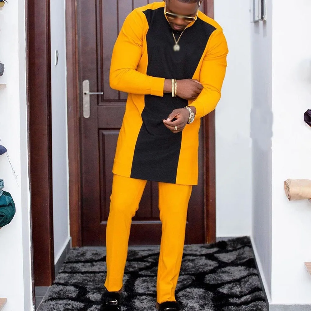 

2025 New In Kaftan African Style Suits For Men 2 Piece Set Embroidered Shirts And Pants Traditional Luxury Suits For Men