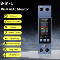 Din Rail AC Monitor Energy Meter Voltmeter AC 100-290 V/40 A Voltage Current Power Factor Active KWH Electric Frequency Meter