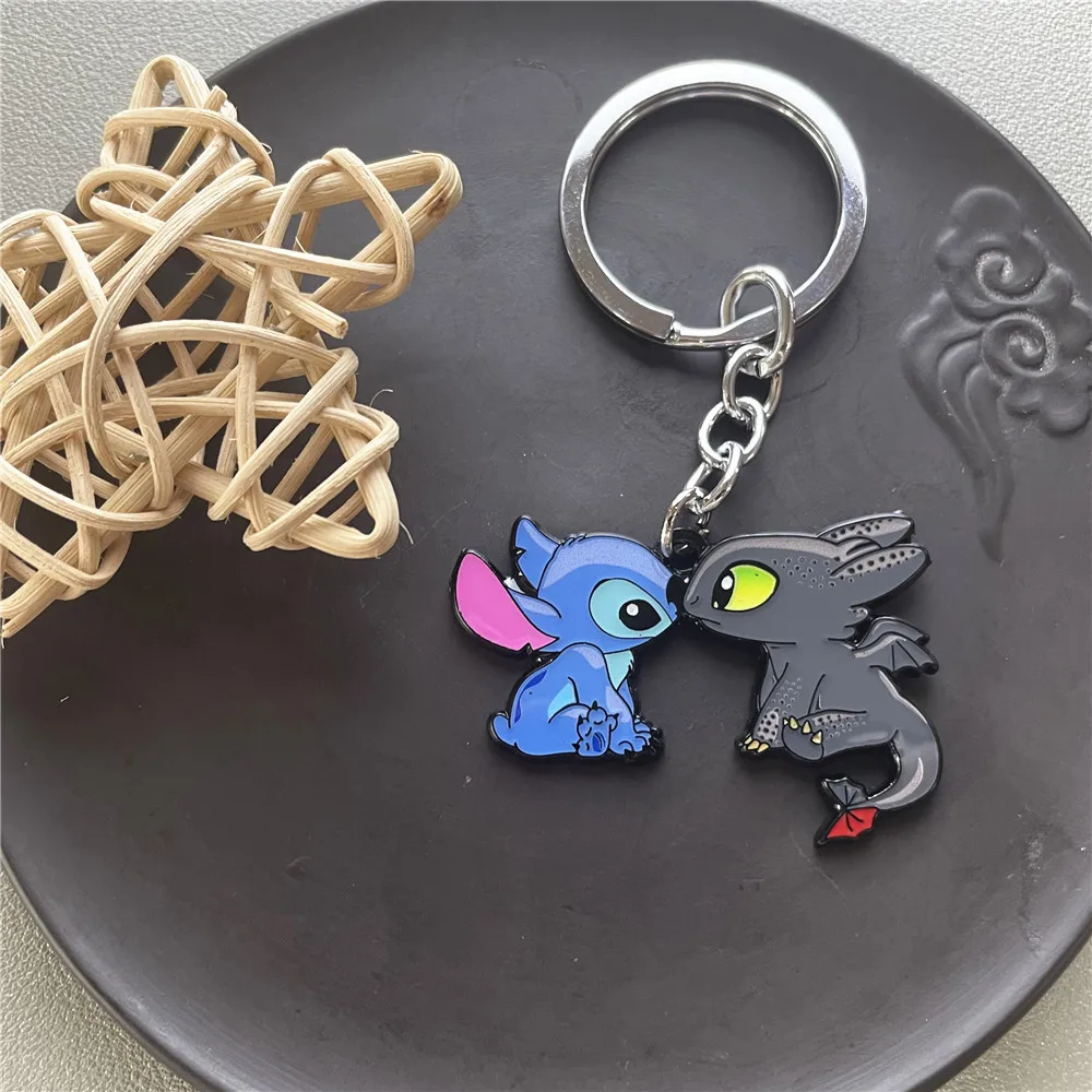 JYYH Disney Cartoon Cute Stitch and Night Fury Friendship Keychain Fashion Festival Gift Creative Pendant Friend ﻿