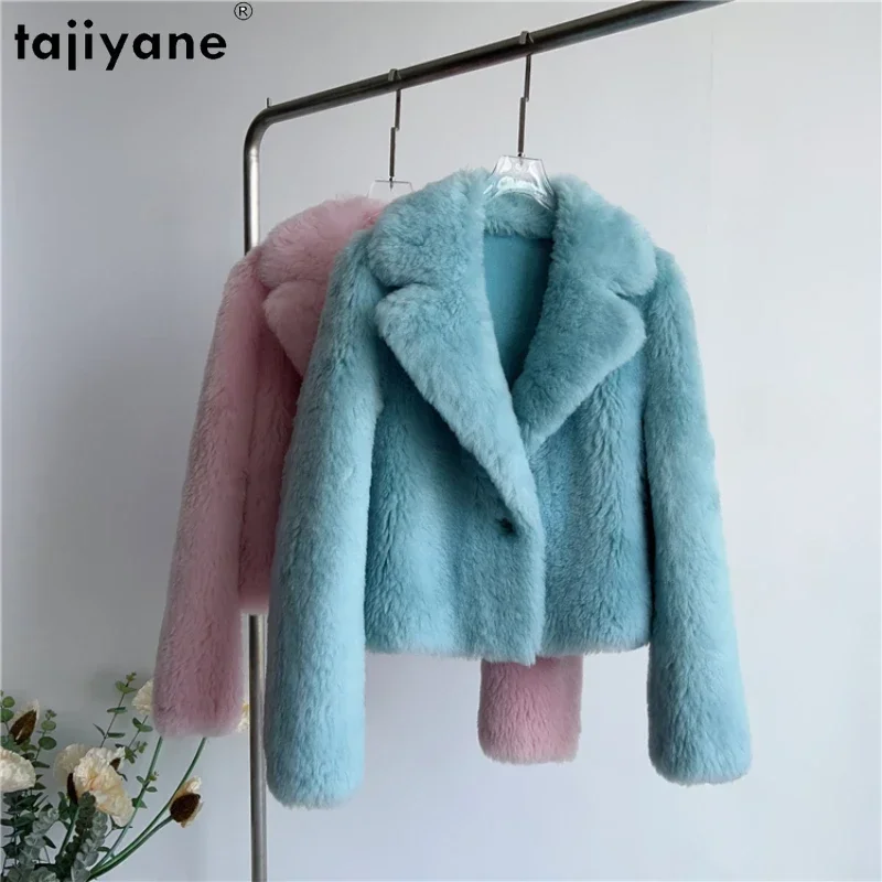 Tajiyane kurze Wolle Mäntel für Frauen Winter Herbst elegante Schaf Scher jacke Mode Pelzmantel Jaqueta Feminina