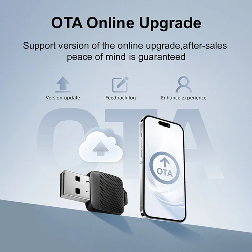 Imagen 2 del producto Adaptador Mini 2 en 1 para Coche, Conexión por Cable a Inalámbrica, Compatible con Carplay y Android Auto, Funciona con el 99% de los Coches, Conexión WiFi, Dongle Inteligente