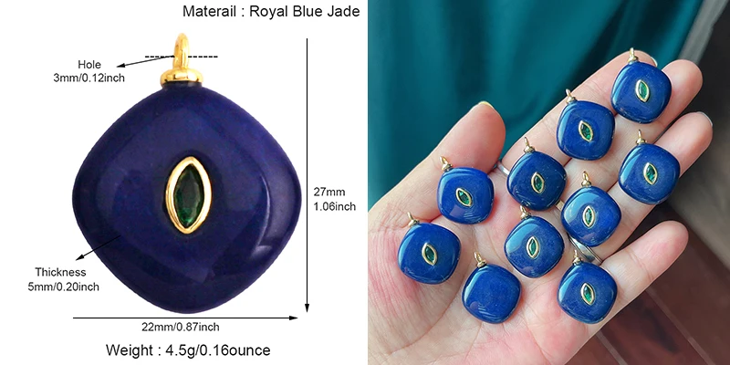 Jade Achat Amethyst Amazonit Wasser Gras Lapis Lazuli Charm Anhänger, 18K echt vergoldet Schmuck für Halskette Handwerk Herstellung S79 – Detail 10