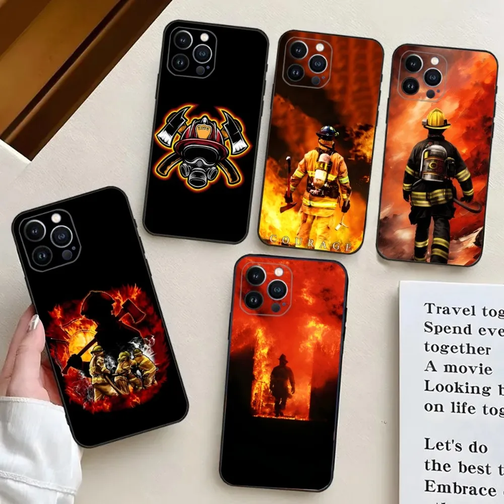 Firefighter Heroes Fireman Phone Case For iPhone 16,15,14,13,12,11,Plus,Pro Max,XS,X,XR,SE,Mini,8,7 Soft Silicone Cover