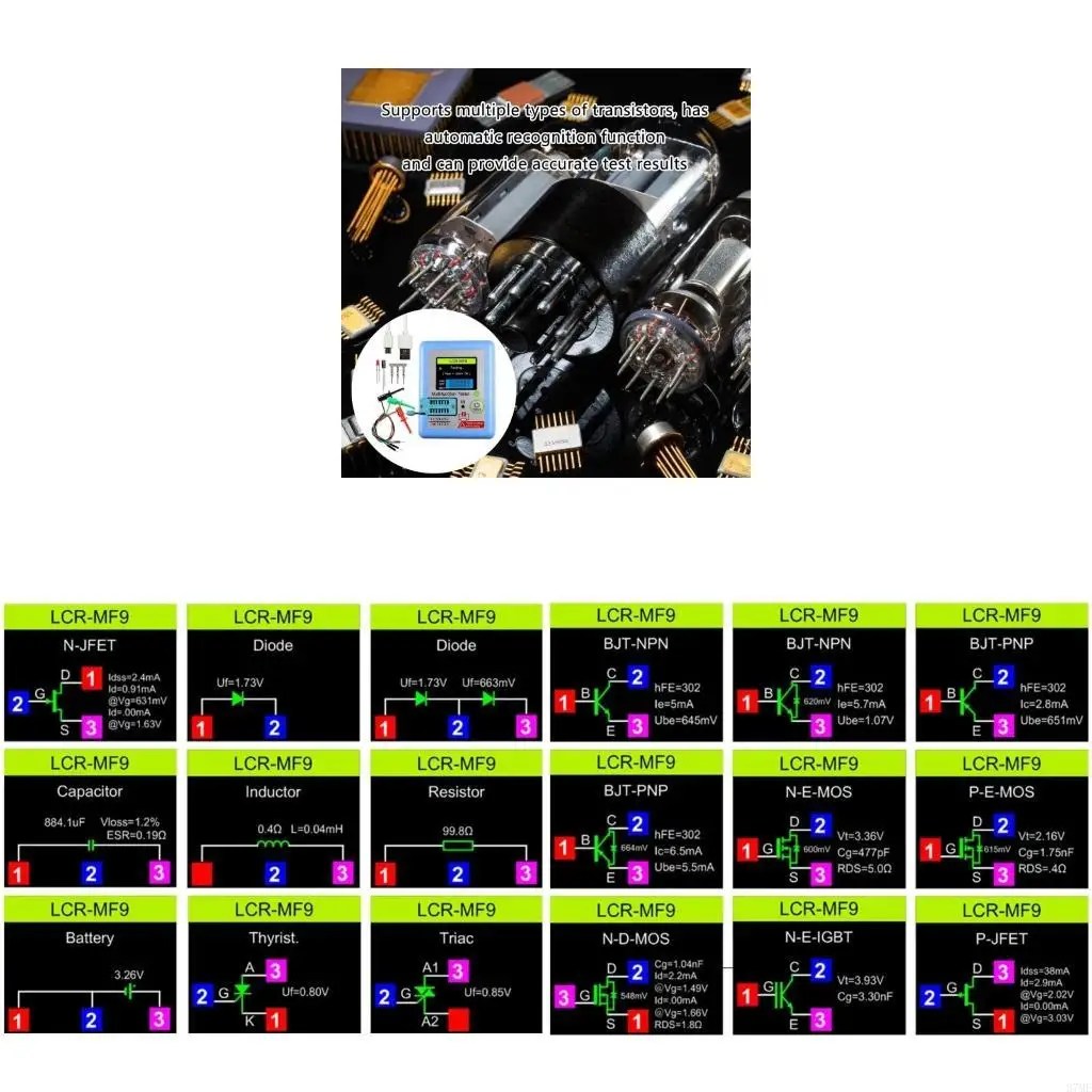 37ME Quick Response Transistor performances Tester LCRMF9 Transistor Checker for lab