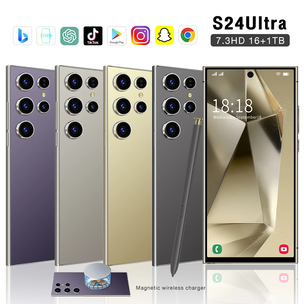 New S24 Ultra Smartphone 5G Signal 6.8 inch 16GB 1TB Android 14 7800mAh cellphone Qualcomm Snapdragon 8 Gen3 mobile phones