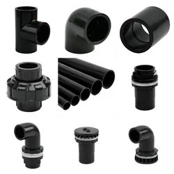 1PC I.D 20~50mm Black PVC Pipe Connector Straight End Cap Elbow Tee Aquarium Drainage Tube Accessories Irrigation DIY Joints