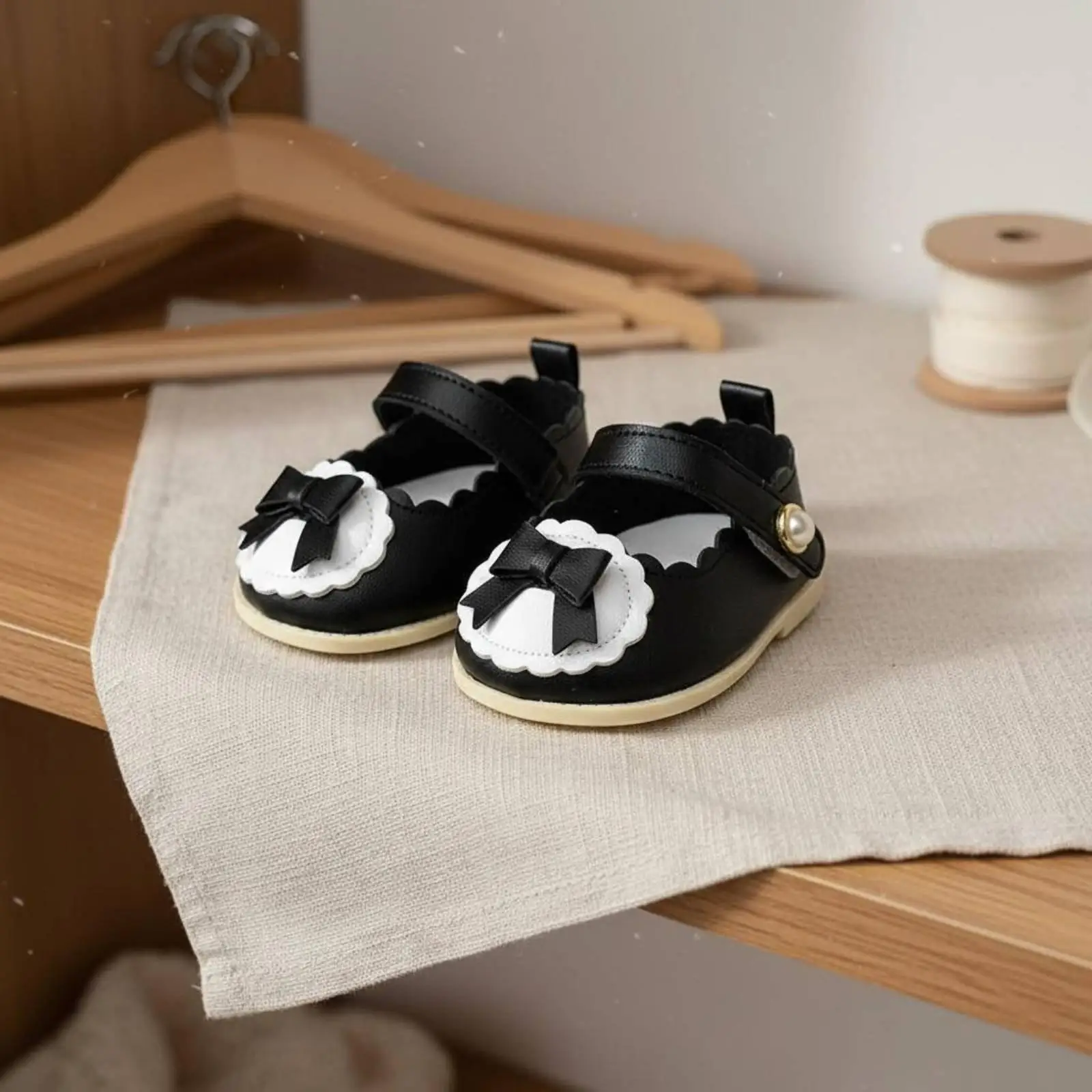 High Quality PU Leather Doll Footwear for 40cm Dolls Adorable Bow Side Buckle Shoes for School Uniforms