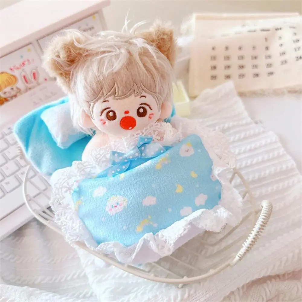 Prezent 10cm Śpiwór Koronkowy Różowo-Niebieski Mini Materac Poduszka Kołdra Akcesoria Rekwizyty Fotograficzne Pościel Poduszka Bawełna