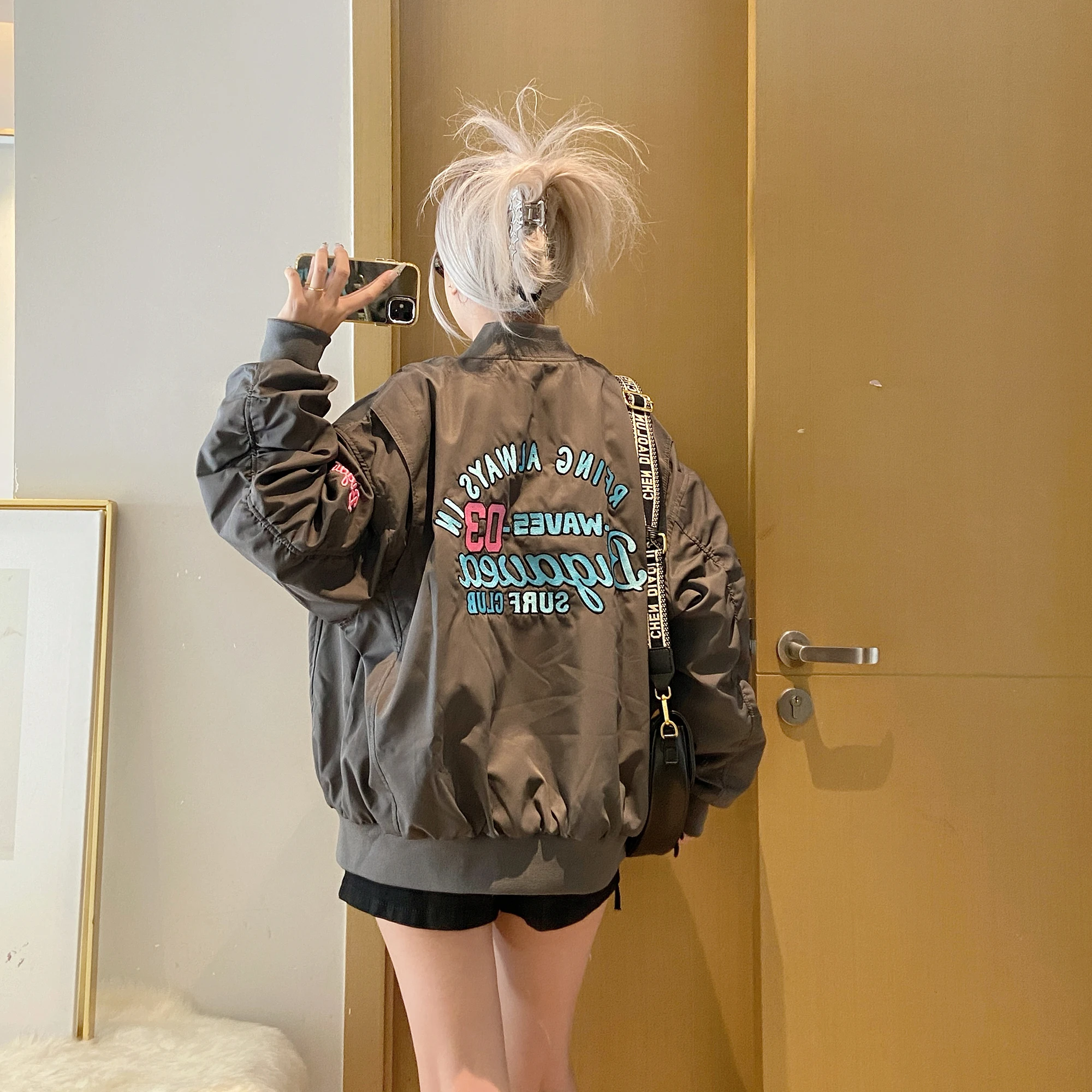 

Women's Baseball Jaet 2025 New Autumn American Trend Brand Embroidery Spring Autumn Loose Cotton Polyester Filled Coat