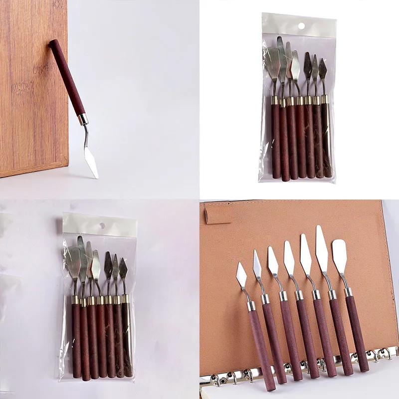 7pcs Stainless Steel Oil Painting Knives Artist Crafts Spatula Palette Knife Baking Pastry Mixing Knife Scraper Art Crafts Tool