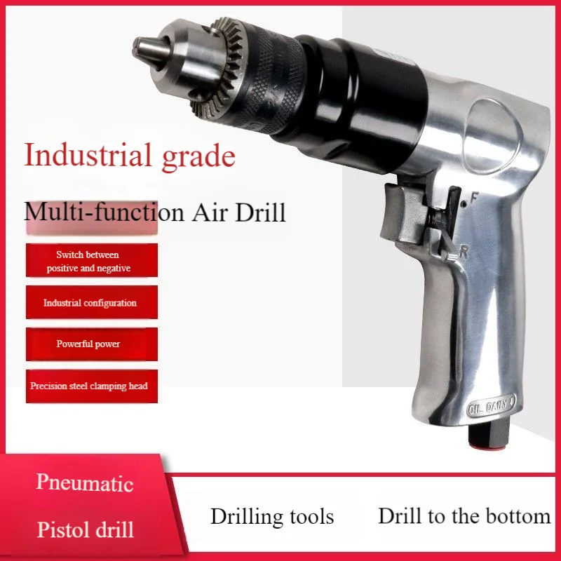 

Reversible Air Drill, Pistol Grip Pneumatic Tool 10mm 3/8" Gun Drill for Wall Drilling and Boring