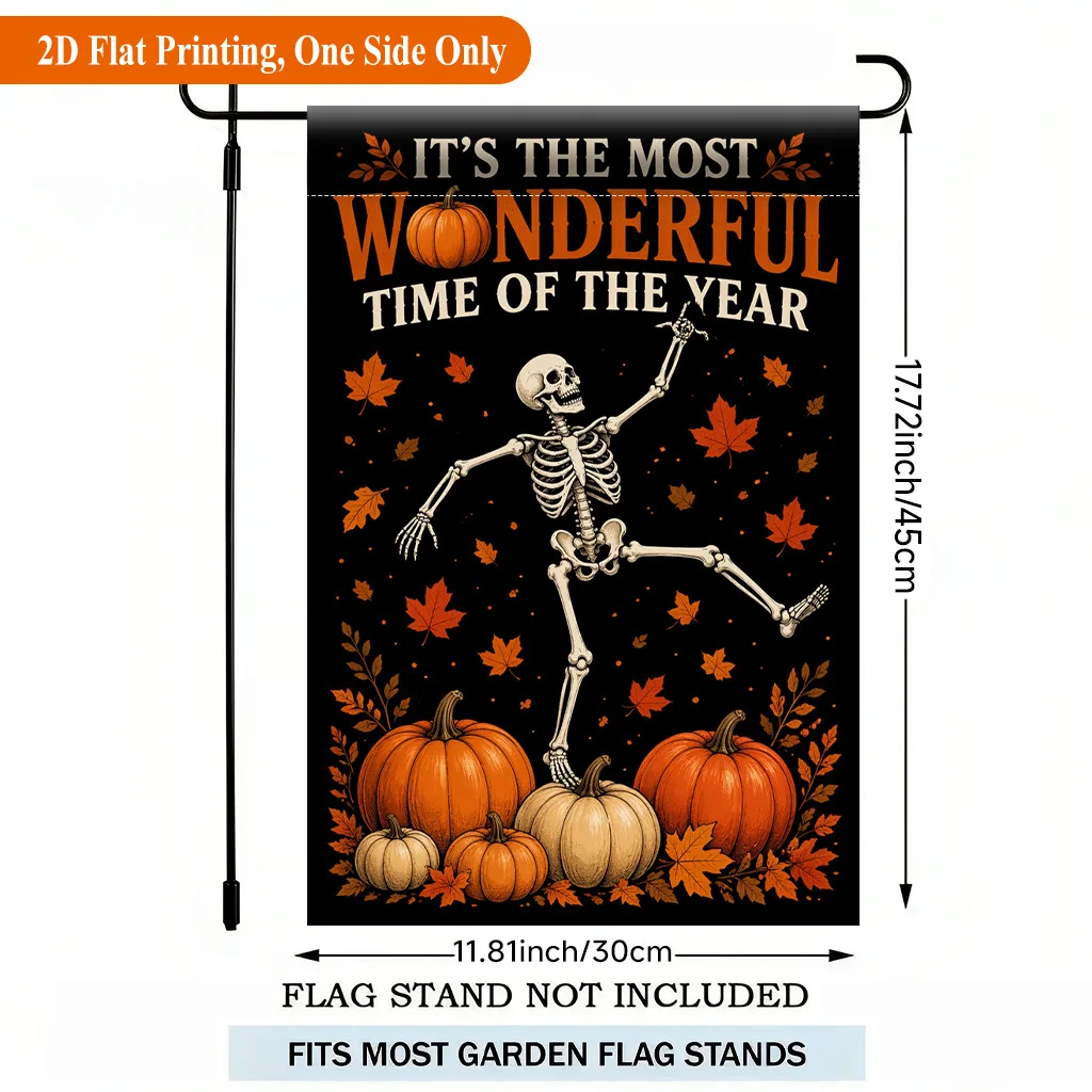 2D Flat Garden Flag 1 Piece, Halloween Pumpkin and Maple Leaf Holiday Garden Outdoor Flag, Suitable for Outdoor Home and Yard Holiday Decorations, Valentine's Day, Mother's Day, Christmas, Thanksgiving, Halloween, Excluding Flagpoles (Flags Only)