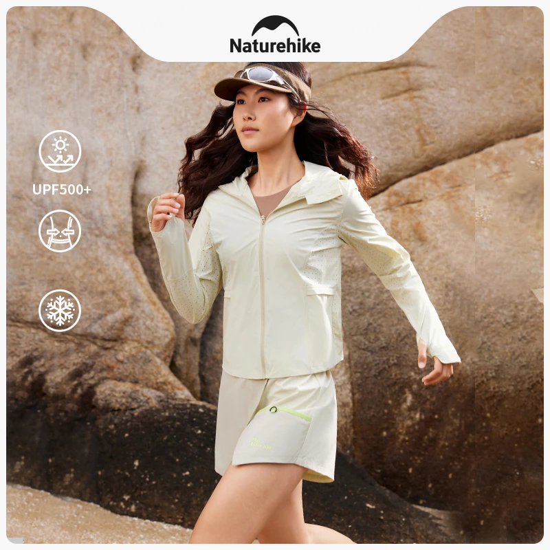 Naturehike UPF500 Long Sleeve Camping Sun UV Protection Breathable Bicycle Jacket Women Quick Dry Sport Hooded Beach Jacket Coat