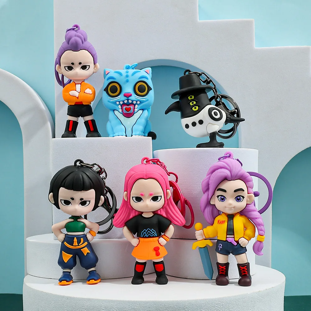 Kpop Demon Hunters Movie Keychain, Tiger Character PVC Figure Keychain, Cute Harajuku Style Key Ring for Kids & Fans Christmas