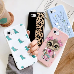 For iphone 7 8 Plus SE 2020 Phone Cove Cute Flower Cartoon Dinosaur Back Cover Soft TPU Phone Case For APPLE iphone 7 7+ Fundas