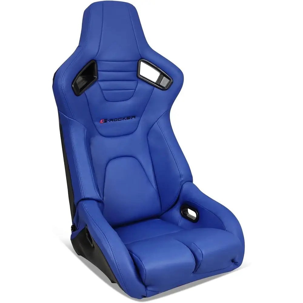 

, Universal Bucket Racing Seat Right Passenger Side with Dual Slider, Blue PU Leather Reclinable