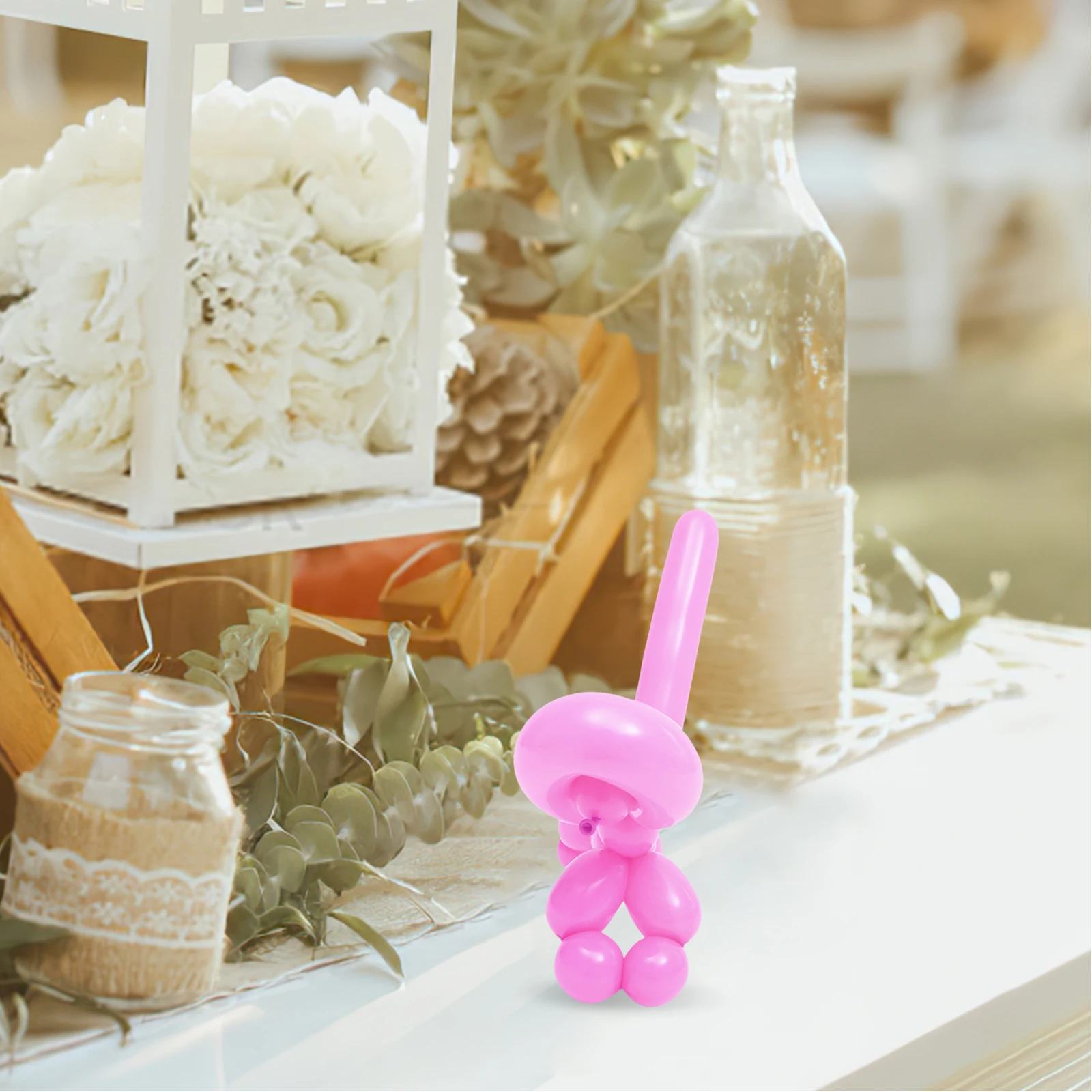 

100 Pcs Blue Creative Balloon Festival Party Balloons Spiral Decorative Twisting Bride Decorations White