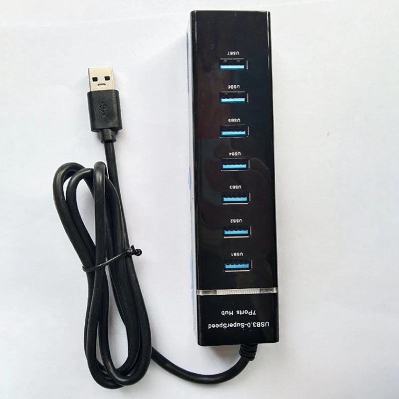 1 unidad USB 3,0 USB 2,0 7 puertos Hub ABS divisor Cable adaptador longitud 120Cm para PC de escritorio teclado portátil ratón disco duro móvil