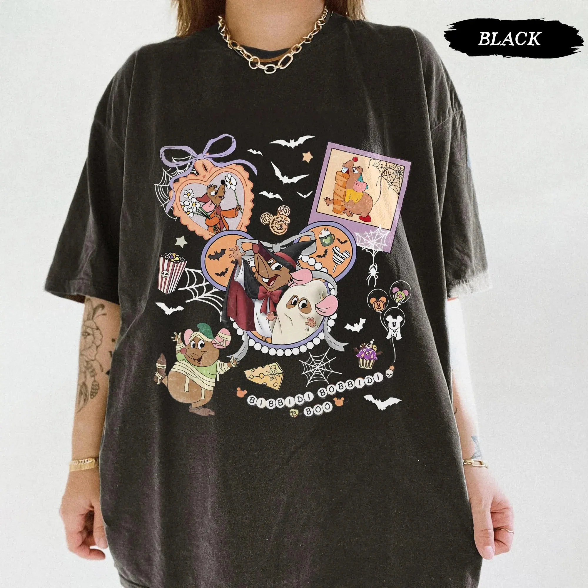 قميص Coquette Disney Jaq & Gus Gus Mummy للهالوين قميص Bibbidi Bobbidi Boo تي شيرت الأميرة سندريلا للهالوين #1