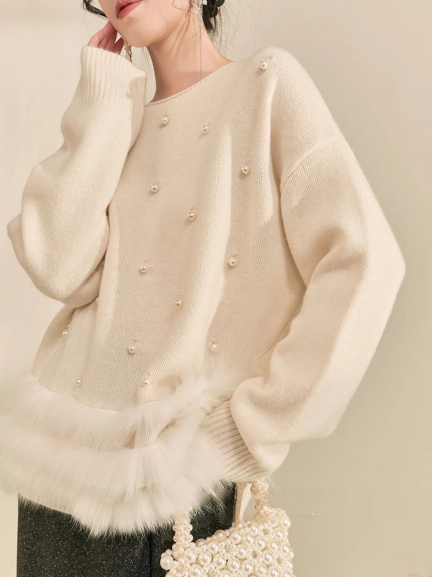 

Flowing Era Luxury Knitted Sweater Vintage Heavy Embroidery Loose Fit Overhead Ladies Faion Winter Long Sve round Ne