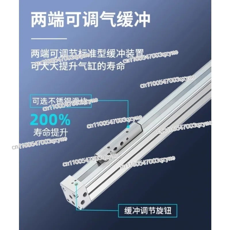 أسطوانة ميكانيكية بدون قضبان DGC-K-25-500/1000-PPV-A-GK مع حاجز توجيه طويل السكتة الدماغية