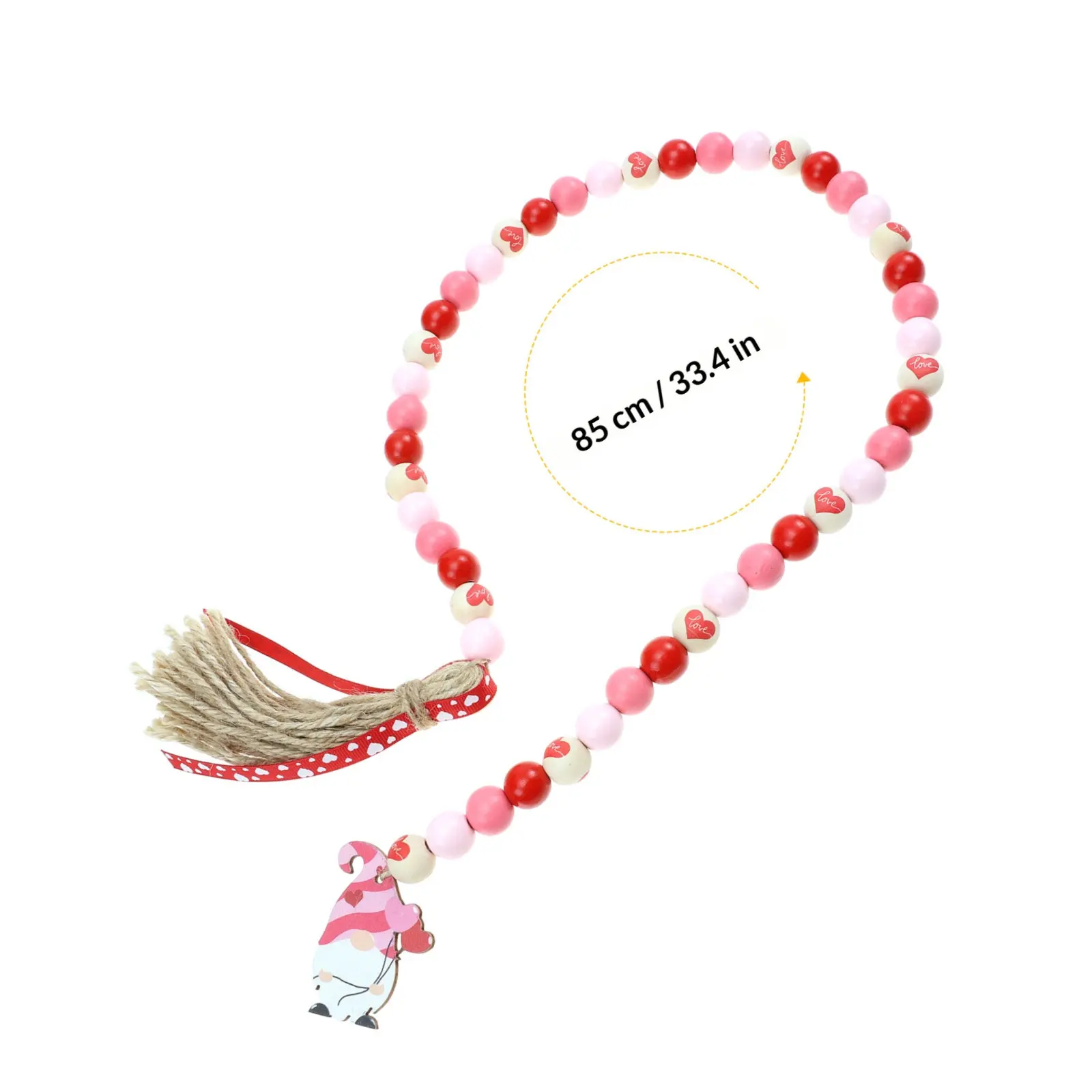 Valentine's Day Tassel Pendant Wooden Bead Hanging Decoration Handcrafted Festival Home Wall Decor Party Car Rearview Mirror