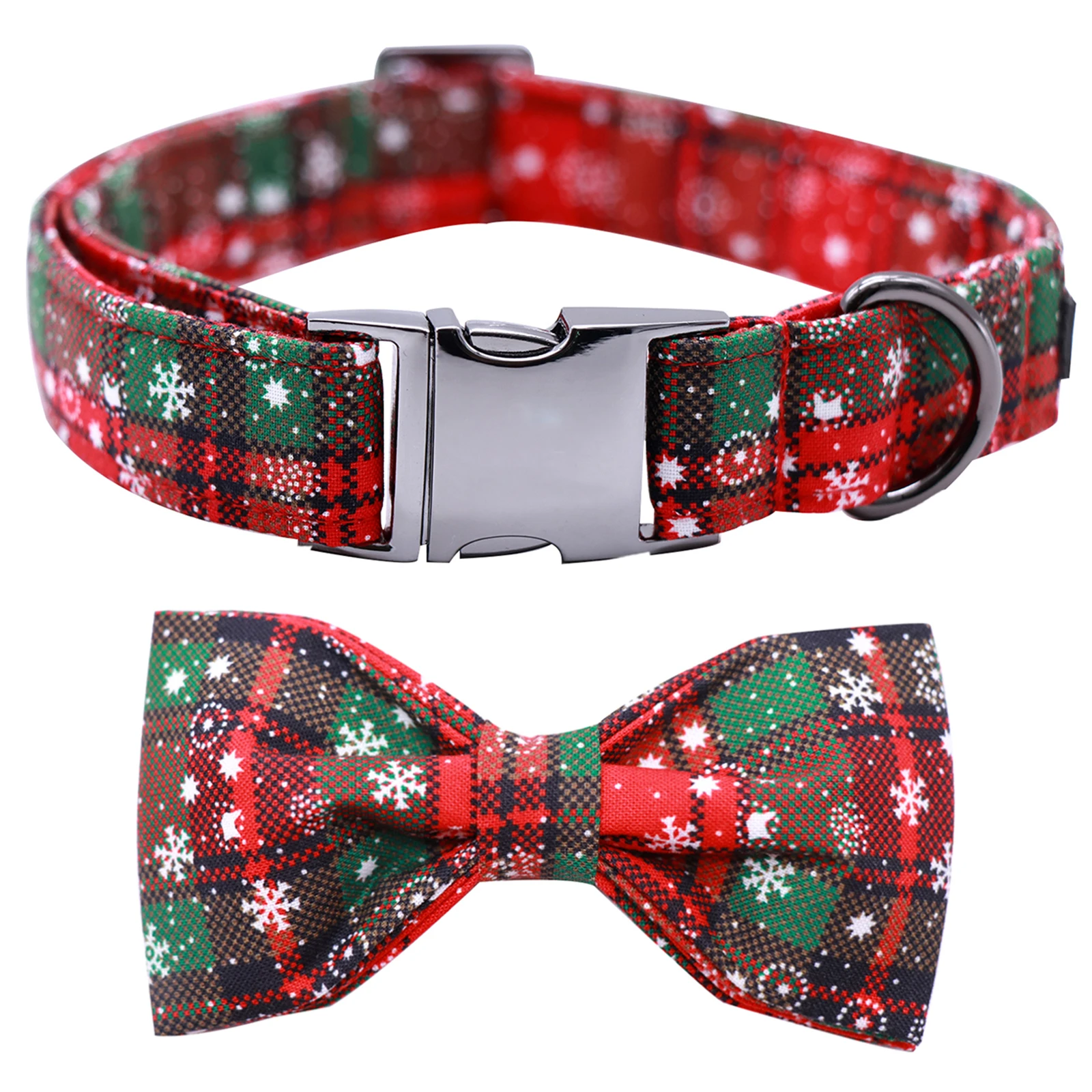 

Christmas Plaid Dog Collar Adjustable Soft Dog Collar with Bowtie, Pet Gift Dog Collars Bow for Small Medium Large Dogs