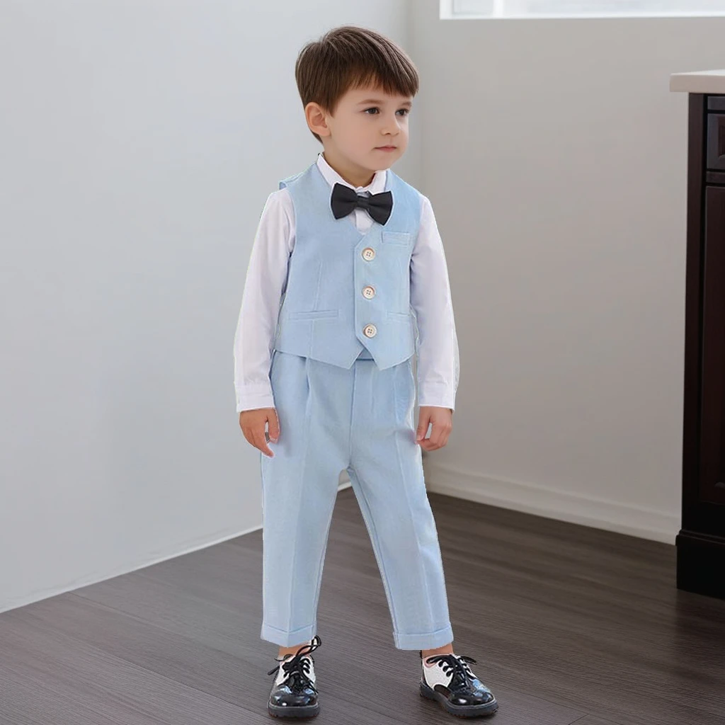 Conjunto de Blazer de cumpleaños para niños, uniforme escolar para niños pequeños, traje de flores verdes, traje de boda para niños de 2, 3, 4, 6 y