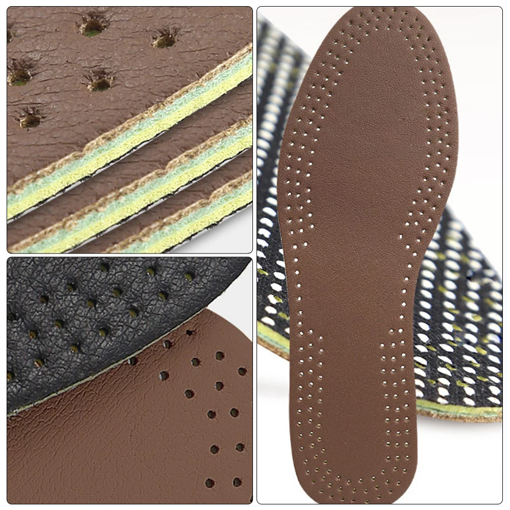 

2 Pairs Breathable Non-slip Insoles Man Men's Shoes Innersoles Cowhide Moisture Absorber