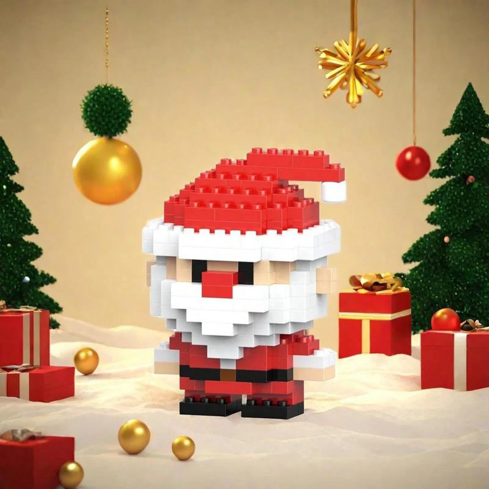 Juego de bloques de construcción de diseño de Papá Noel, adornos de bloques de construcción temáticos de Navidad, Mini figuras de construcción, rellenos de medias artesanales
