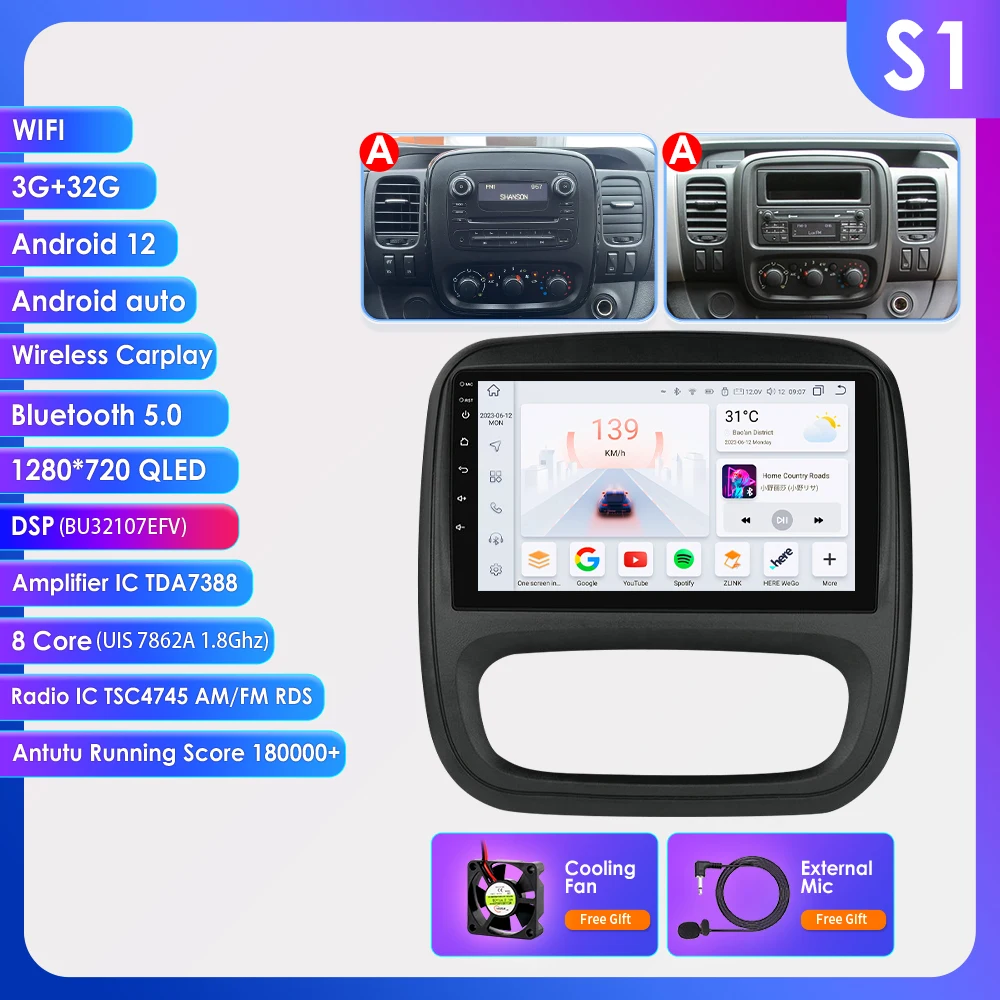 Carplay Android Auto Radio Voor Renault Trafic 3 2014-2021 Voor Opel Vivaro B 2014-2018 Auto Multimedia Gps Ai Voice 2din 7862 - afbeelding 1