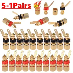 10-2pcs 42mm Gold Plated Speaker Terminal Binding Post Amplifier Plug Socket Connector Suitable For 4mm Banana Plugs Connector