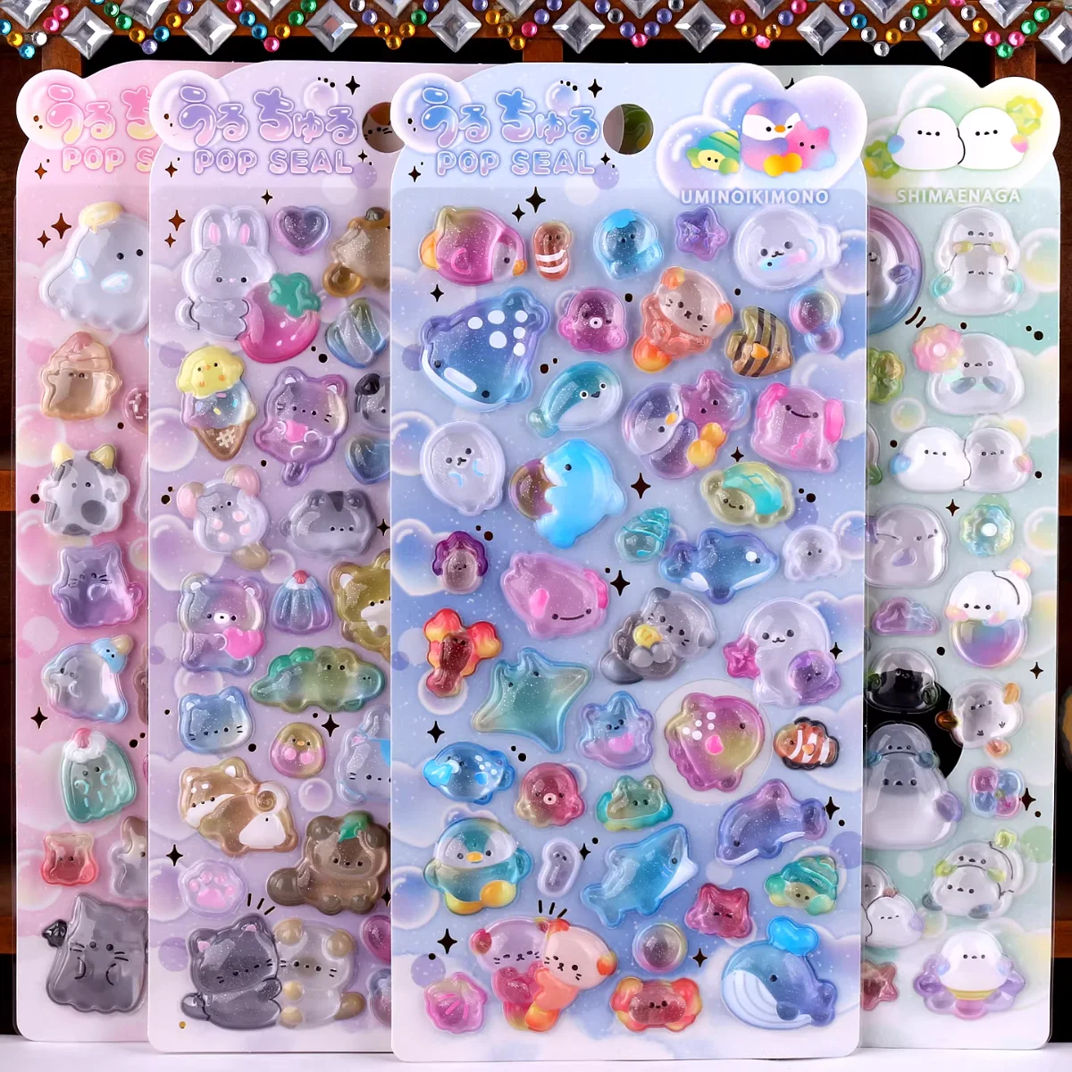

Cartoon Ocean Animal Sticker 3D Transparent Crystal Relief Stickers Interesting Diy Handmade Decoration Student Reward Sticker