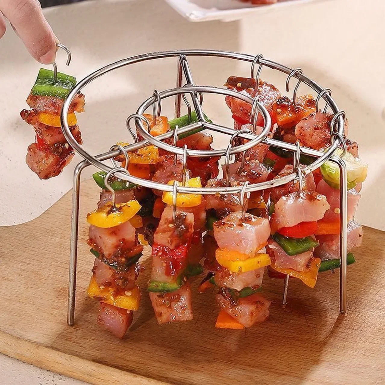 Wholesale Teng Ye Stainless Steel Outdoor Kitchen Air Fryer with Hanging Barbecue Grill Easily Cleaned Metal Skewers BBQ Tools