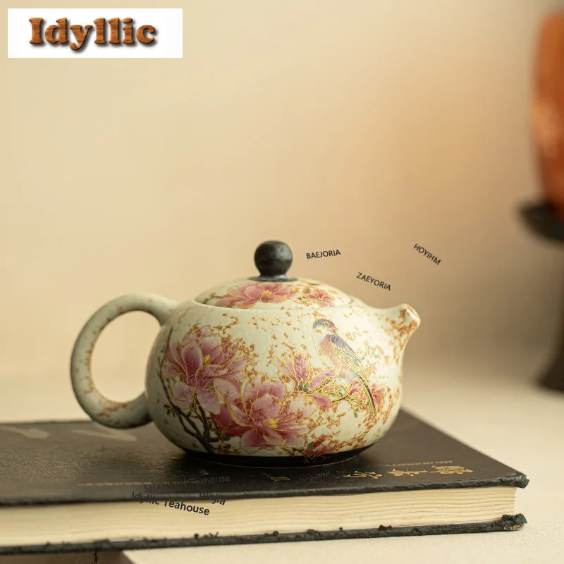 225ml Jade Orchid Xishi Teapot Handmade Tea Infuser Pot Household Tea Maker Kettle With Strainer Tea Ceremony Supplies Craft