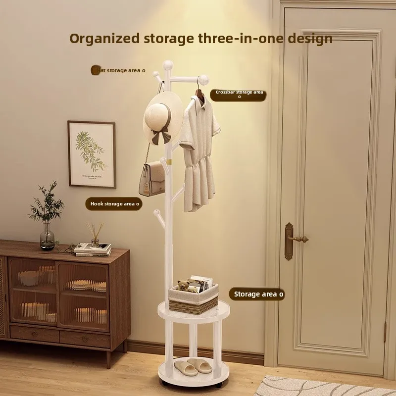 رف معطف من الخشب الصلب لأرضية المنزل، شماعة متعددة الوظائف لغرفة المعيشة، رف ملابس بجانب السرير لغرفة النوم #2