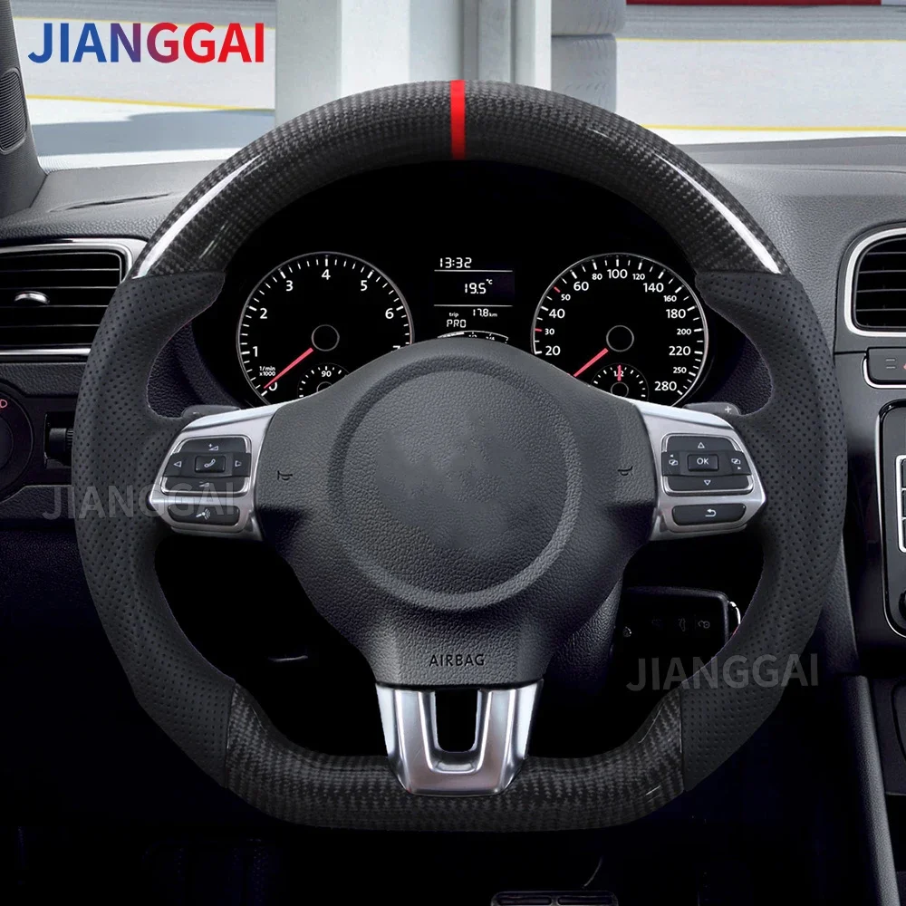 Carbon Fiber Steering Wheel For Volkswagen Golf 6 GTI GTD R 2009-2013 Polo GTI Perforated Leather Racing Steering Wheel