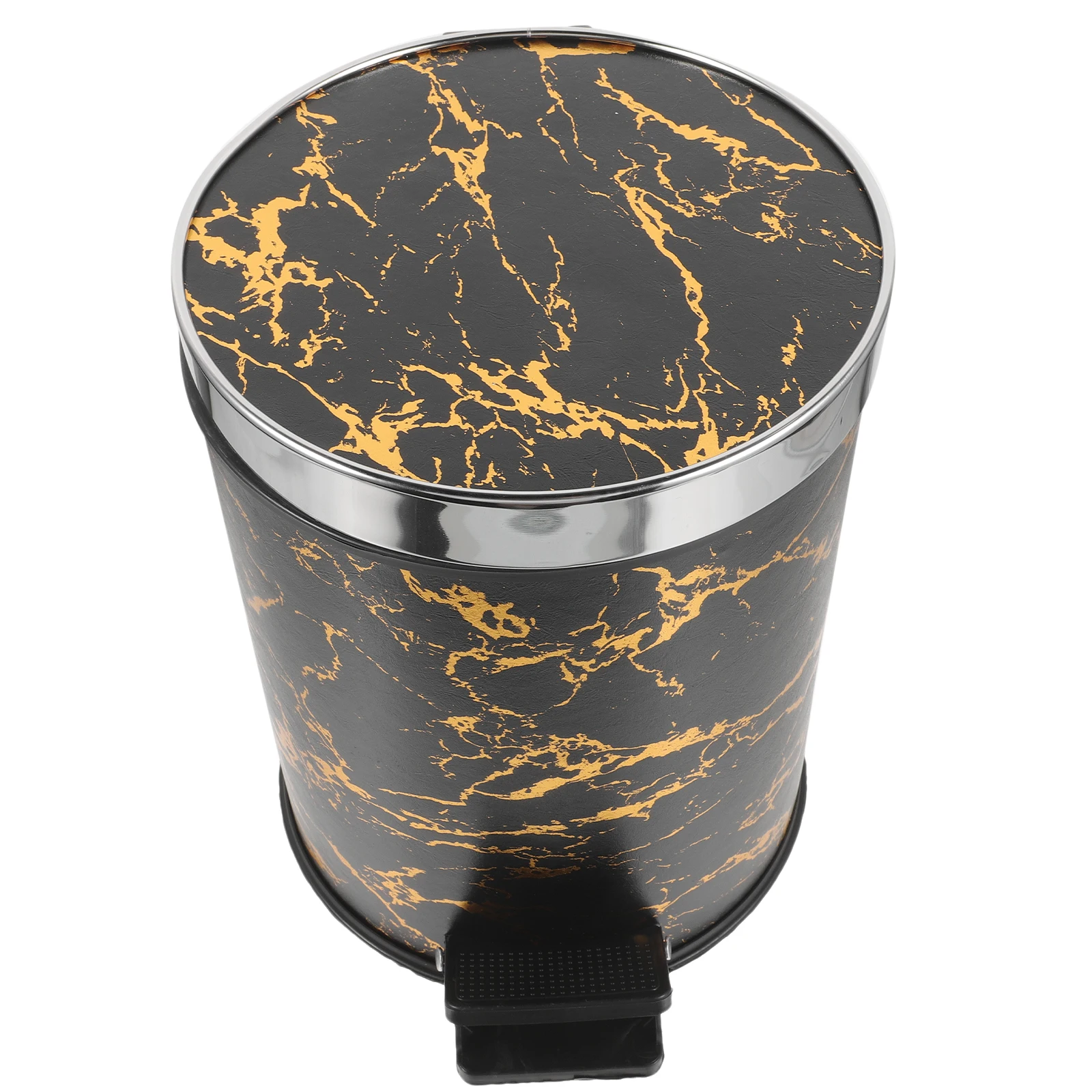

Stylish Marble Pattern Kitchen Trash Can Household Garbage Container Lidded Pedal Design Resistant Bathroom Office