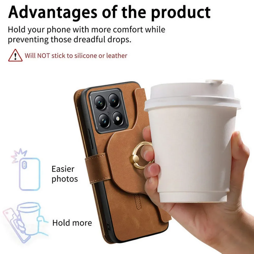 Etui z odpinanym portfelem na zamek, wykonane ze skóry, do modeli Xiaomi 17T, 15T, 14T, 13T Pro 5G. Luksusowe etui do Xiaomi 17T, Mi 13T, 14T, 15T, 15, etui 2 w 1. — zdjęcie produktu 4