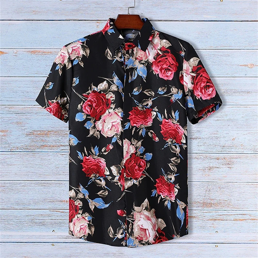 Fashion 3D Printed Plants Flower Leaves Hawaiian Shirt Men Summer Casual Short Sleeves Casual Men Beach Shirts Men's Clothing