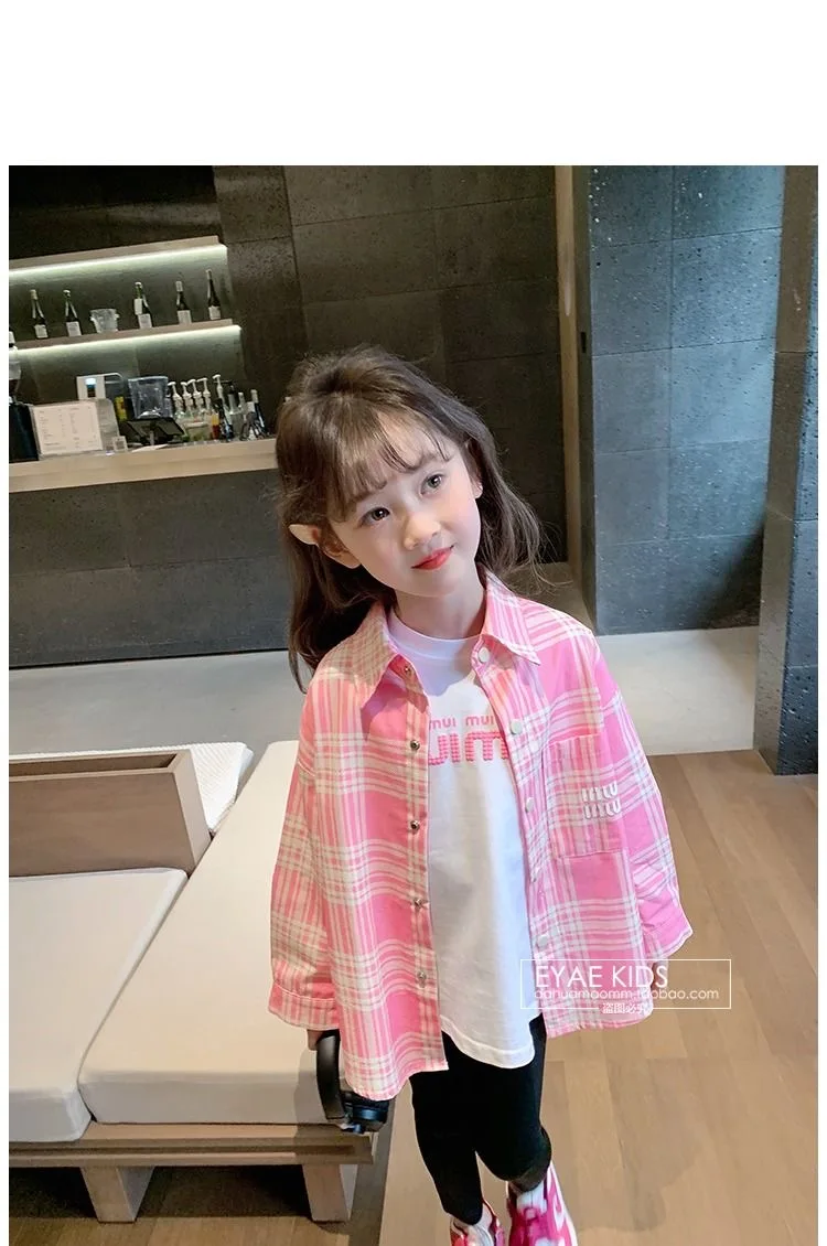 2024 New Plaid Shirt for 3-12 year old girls is versatile, comfortable and breathable